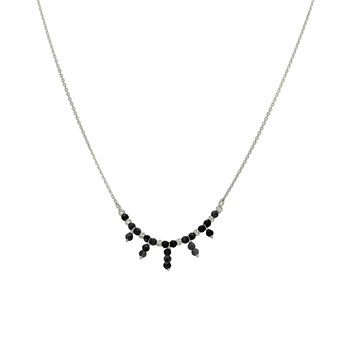 Collier Argent Rhodié Pierre Rayon Spinelle Noire