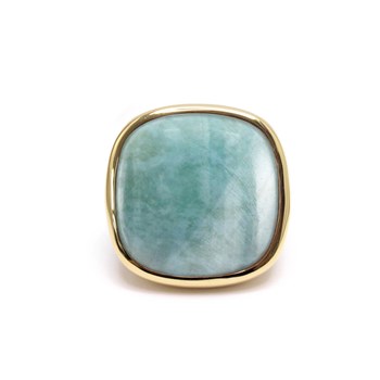 Square Volume Ring in Silver Sterling and Amazonite Natural Stone
