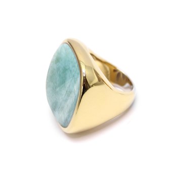 Square Volume Ring in Silver Sterling and Amazonite Natural Stone
