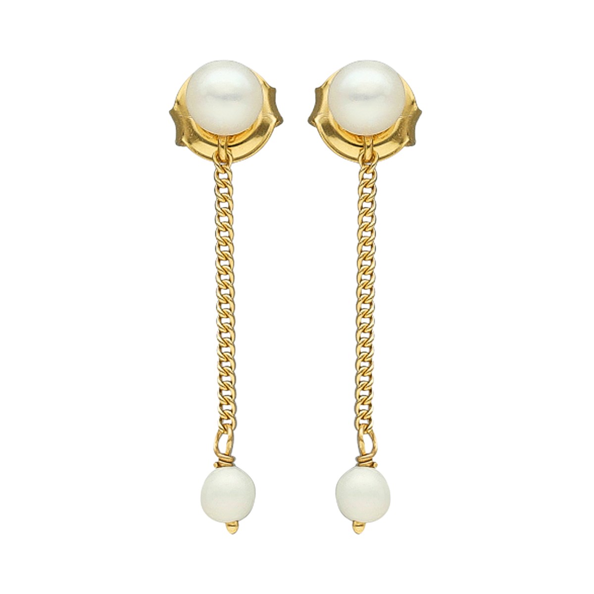 Boucles D'oreilles Argent Dorée Perle Naturelle Blanche