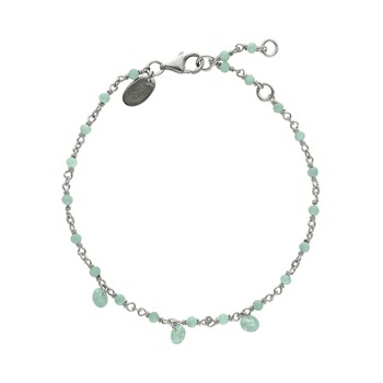 Bracelet En Argent Rhodié Pierre Naturelle Amazonite Pampilles Amazonite