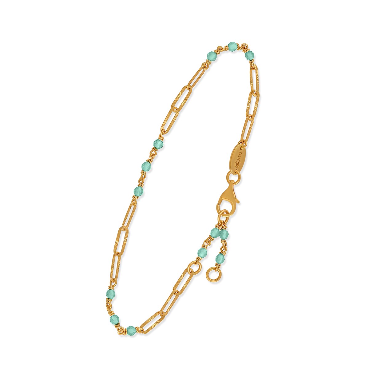 Bracelet En Argent Doré Maillon Pierre Amazonite