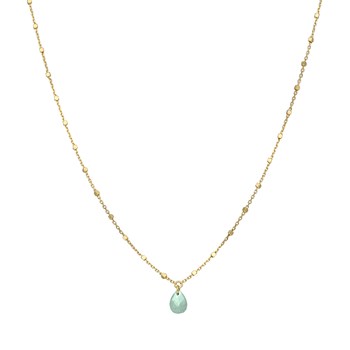 Collier Argent Doré Goutte Pierre Naturelle Amazonite