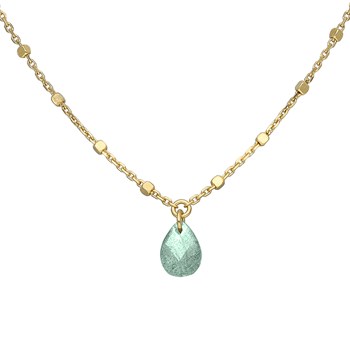 Collier Argent Doré Goutte Pierre Naturelle Amazonite