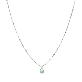 Zilveren Ketting Rhodium Druppel Natuursteen Amazoniet