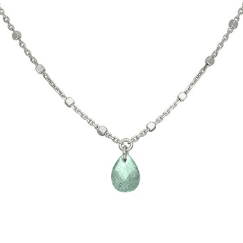 Zilveren Ketting Rhodium Druppel Natuursteen Amazoniet
