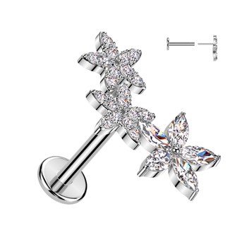 Kraakbeenpiercing met drie bloemen