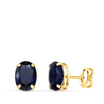 Earrings 18 Carat Gold 750/000 - Blue Sapphire Zirconiums