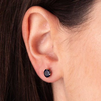 Earrings 18 Carat Gold 750 Yellow - Blue Sapphire Zirconiums