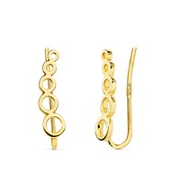 Boucles d'Oreilles Or 18 Carats 750 Jaune - Contours Grimpeurs - Motifs Ronds