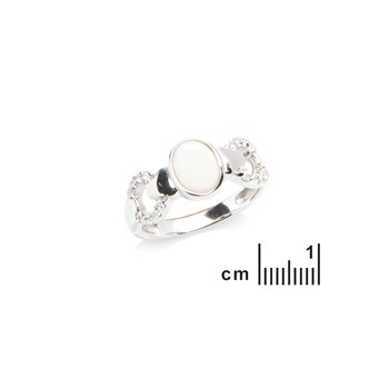 Bague opale, zirconium, Argent