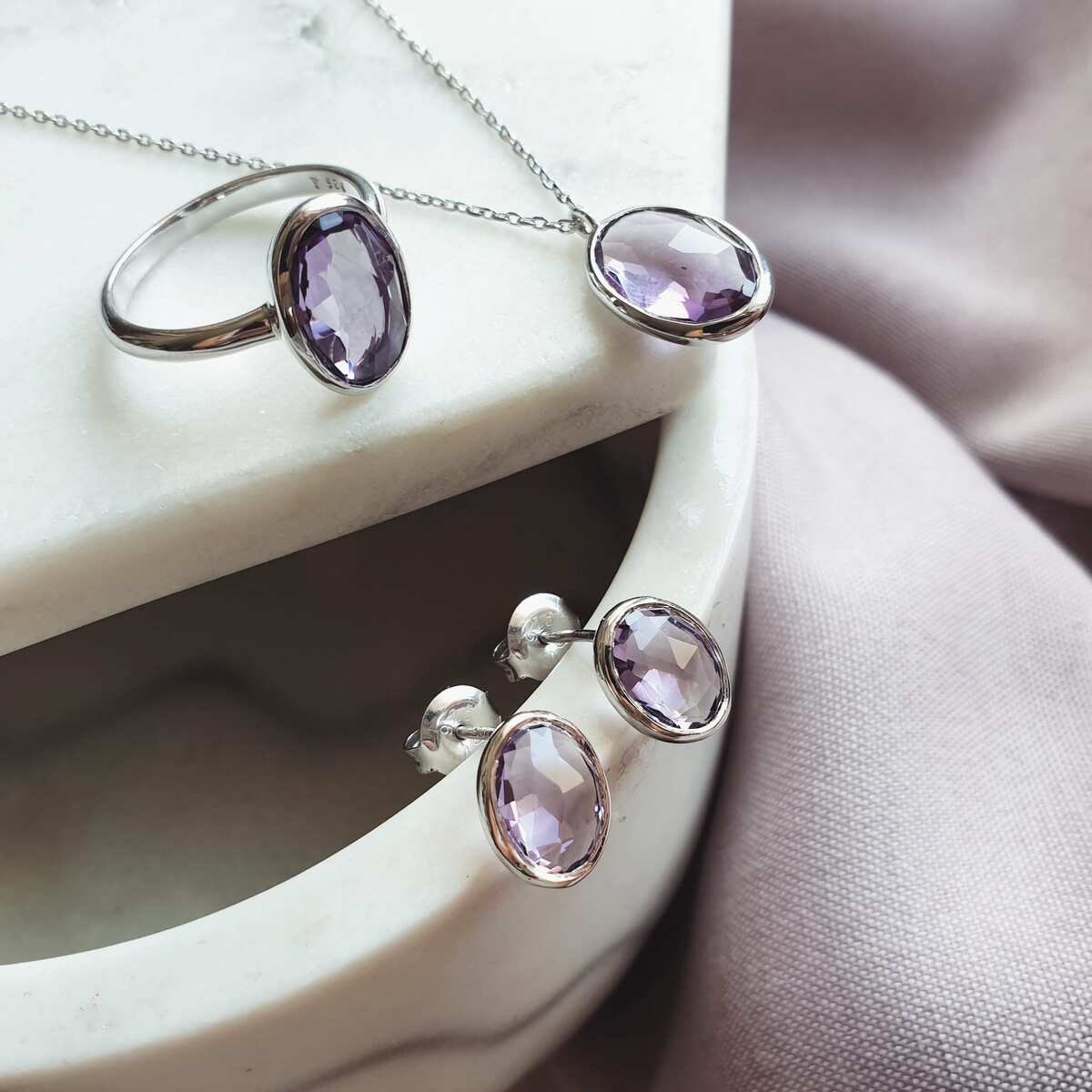 Bague améthyste, Argent 925 - vue 3
