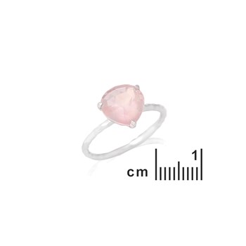 Bague coeur quartz rose, Argent