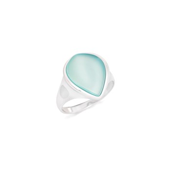 Bague agate aqua teintée, Argent