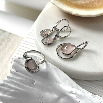 Bague quartz rose, Argent 925