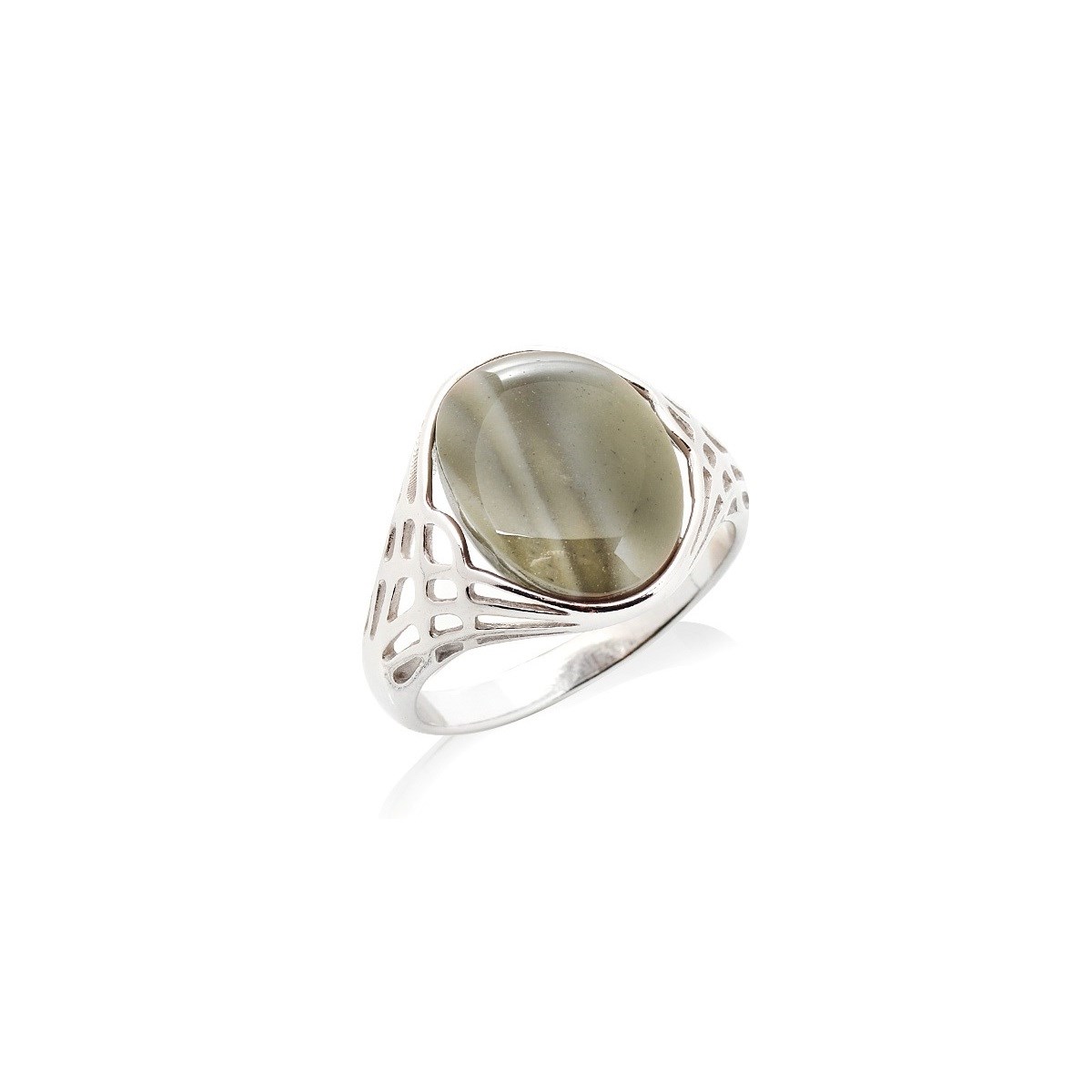 Bague silex rayé, Argent 925