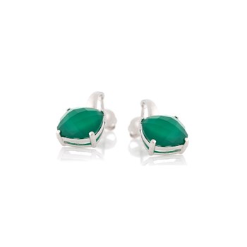 Boucle d'oreille onyx vert, Argent