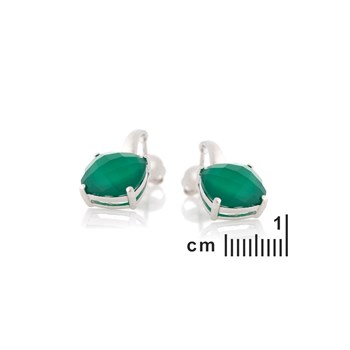 Boucle d'oreille onyx vert, Argent