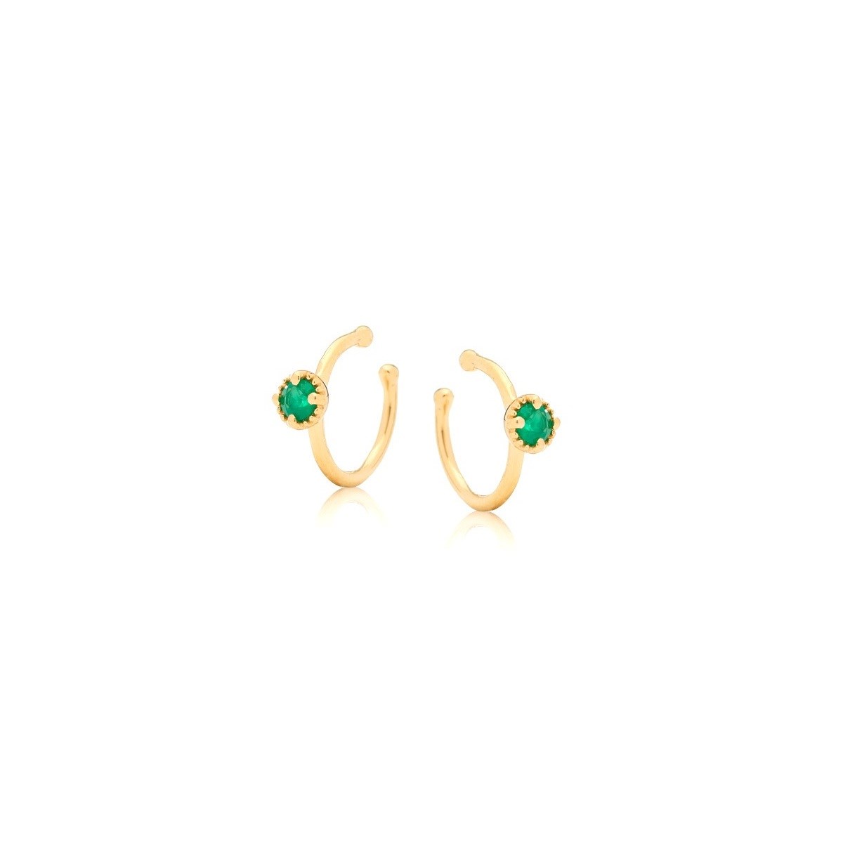 Boucle d'oreille onyx vert, Doré