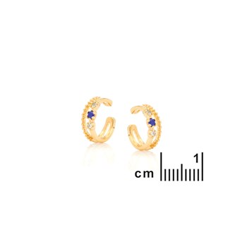 Boucle d'oreille topaze bleue, Doré