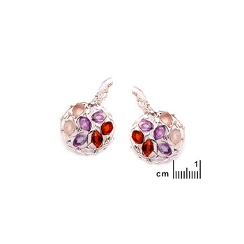 Boucle d'oreille rond multipierres