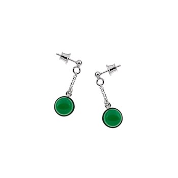 Boucle d'oreille ronde agate verte