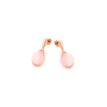 Boucle d'oreille quartz rose, Doré