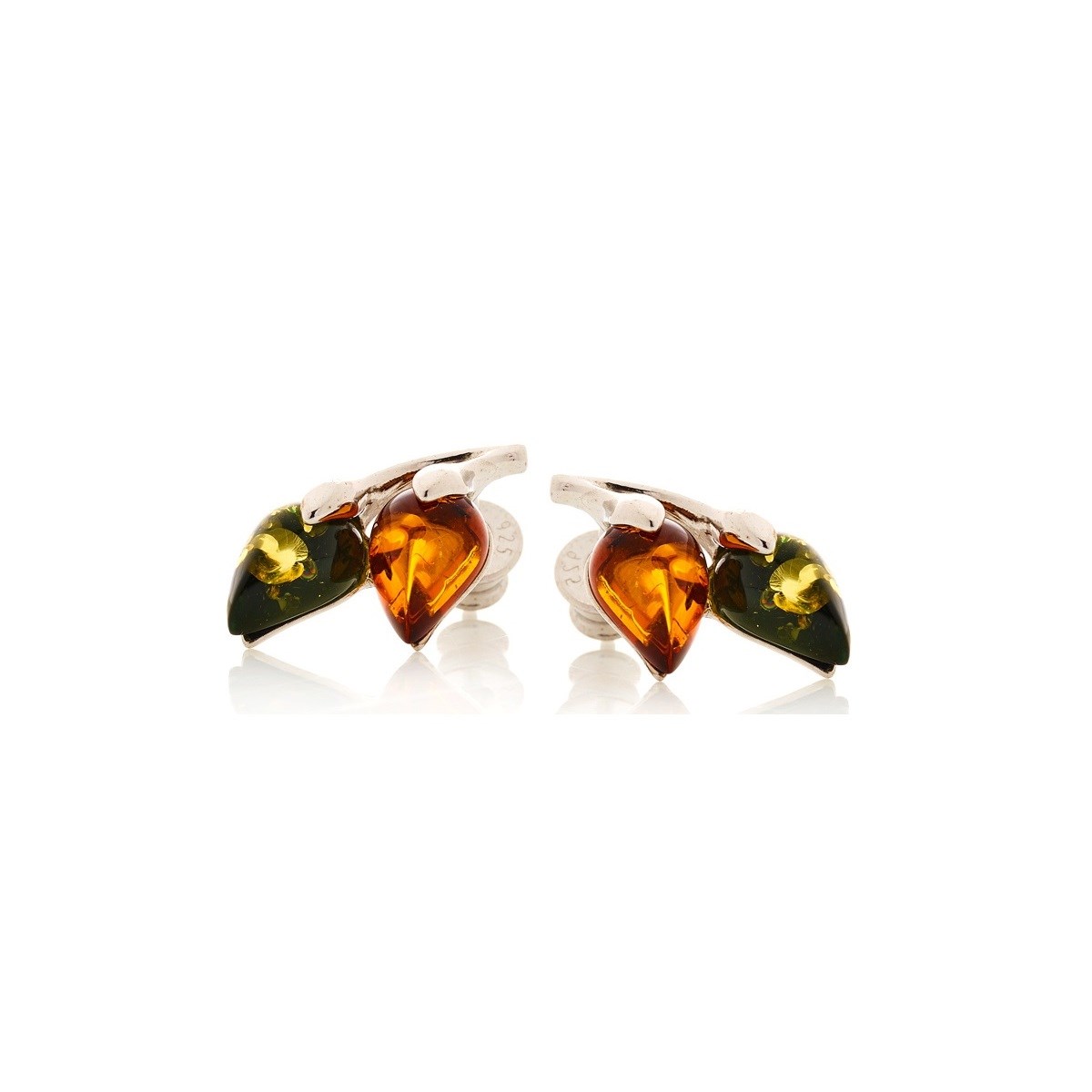 Boucle d'oreille ambre, Argent