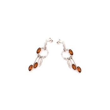 Boucle d'oreille ambre, Argent