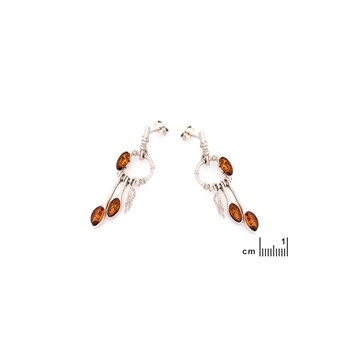Boucle d'oreille ambre, Argent