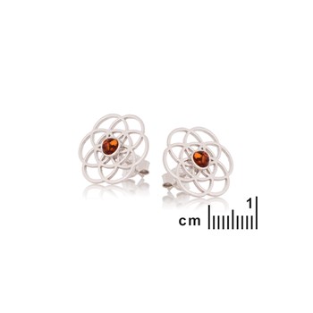 Boucle d'oreille fleur de vie ambre