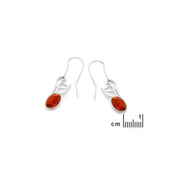 Boucle d'oreille ambre, Argent