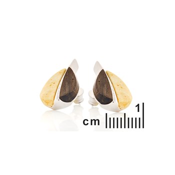 Boucle d'oreille ambre, chêne