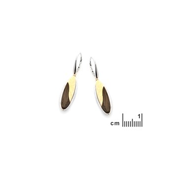 Boucle d'oreille ambre, chêne