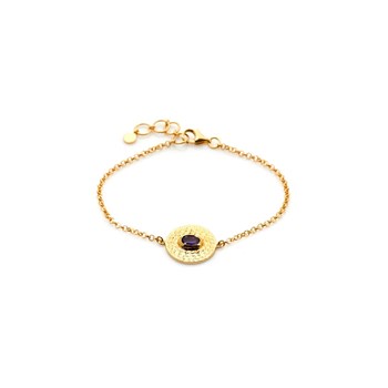 Bracelet améthyste naturelle, Doré