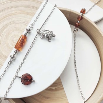 Bracelet ambre naturel, Argent 925