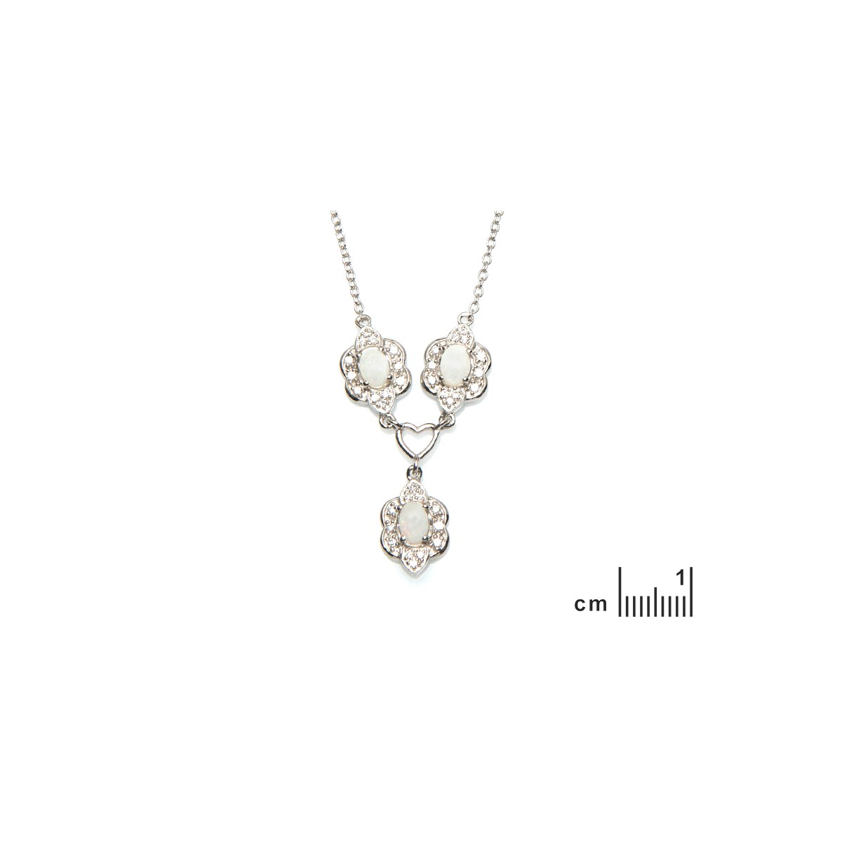 Collier opale, zirconium, Argent - vue 2