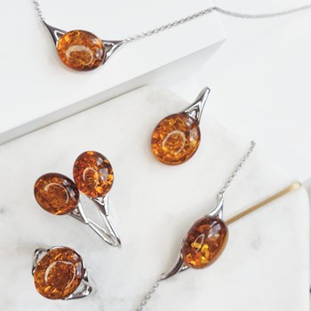 Collier ambre naturel, Argent 925