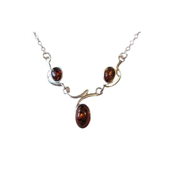 Collier ambre naturel, Argent 925