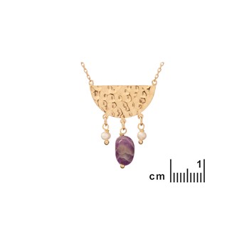 Collier améthyste, perles, Doré