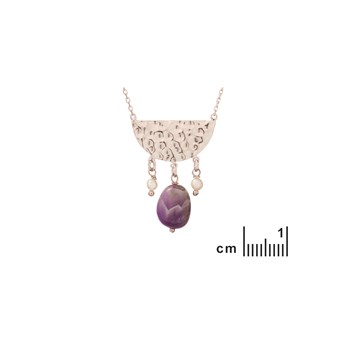 Collier améthyste, perles, Argent