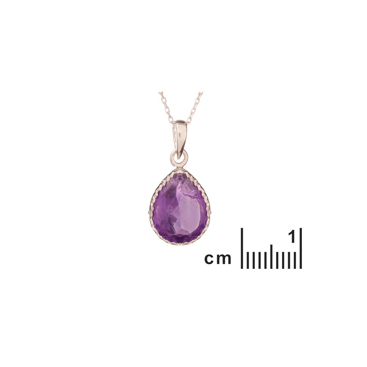 Pendentif goutte améthyste, Argent - vue 2