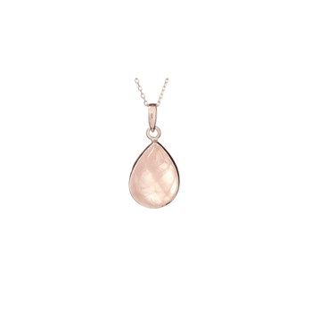 Pendentif goutte quartz rose