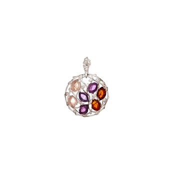 Pendentif rond multipierres, Argent