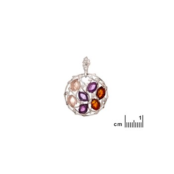 Pendentif rond multipierres, Argent