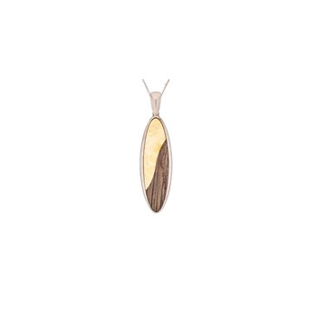 Pendentif ambre, chêne, Argent