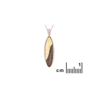 Pendentif ambre, chêne, Argent