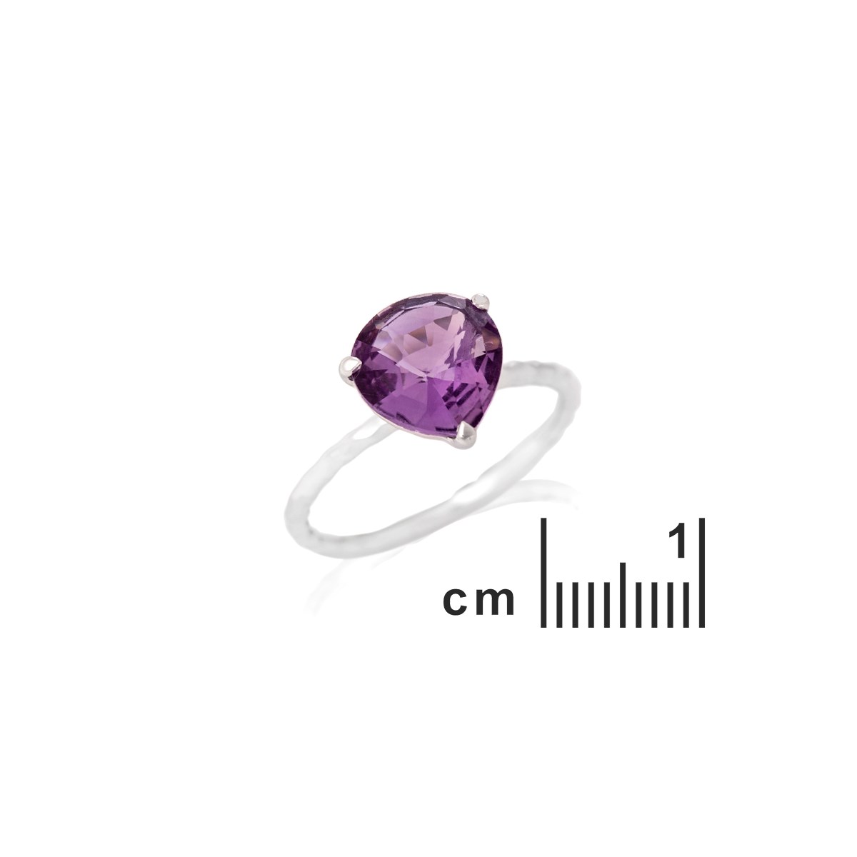 Bague coeur améthyste, Argent - vue 2
