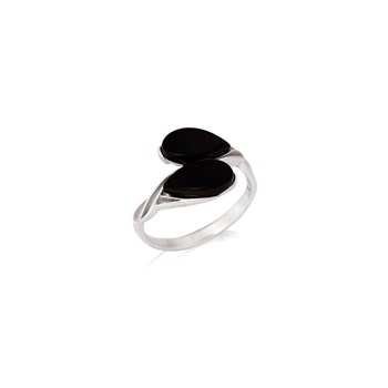 Bague agate noire teintée, Argent