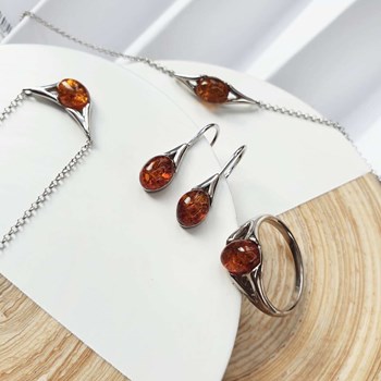 Bague ambre naturel, Argent 925